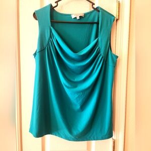 Blue /teal business cowl neck blouse size 1x